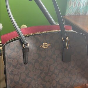 Coach Brown and Red Signature Satchel